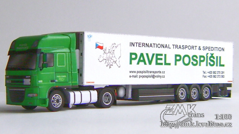Papercraft imprimible y armable del Trailer DAF XF 105 SSC. Manualidades a Raudales.